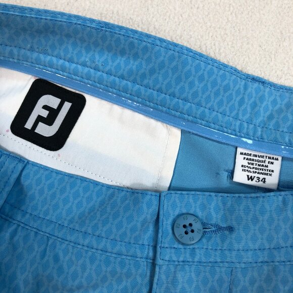 FootJoy Shorts‎ Men's 34x9 Blue Tonal Print Geometric All Over Golf Lightweight - Picture 3 of 14